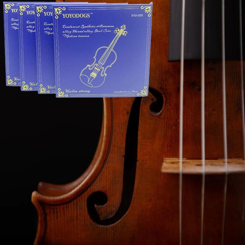 YOYODOGS Violin Strings 4/4 Full Set with Leather Storage Pocket Replacement Medium Tension 5pcs e a d g Best Violin Strings Rich Tone Handcrafted for All Orchestras Young students and Musicians 4/4 Scale - Image 4